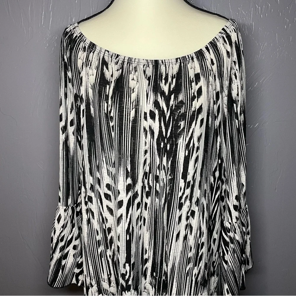NWT Roper Western Black and White Long Bell Sleeve Boho Dress 2XL - Picture 9 of 12